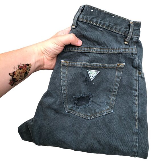 Vintage Guess Jeans Size 32 TRASHED - Picture 1 of 6